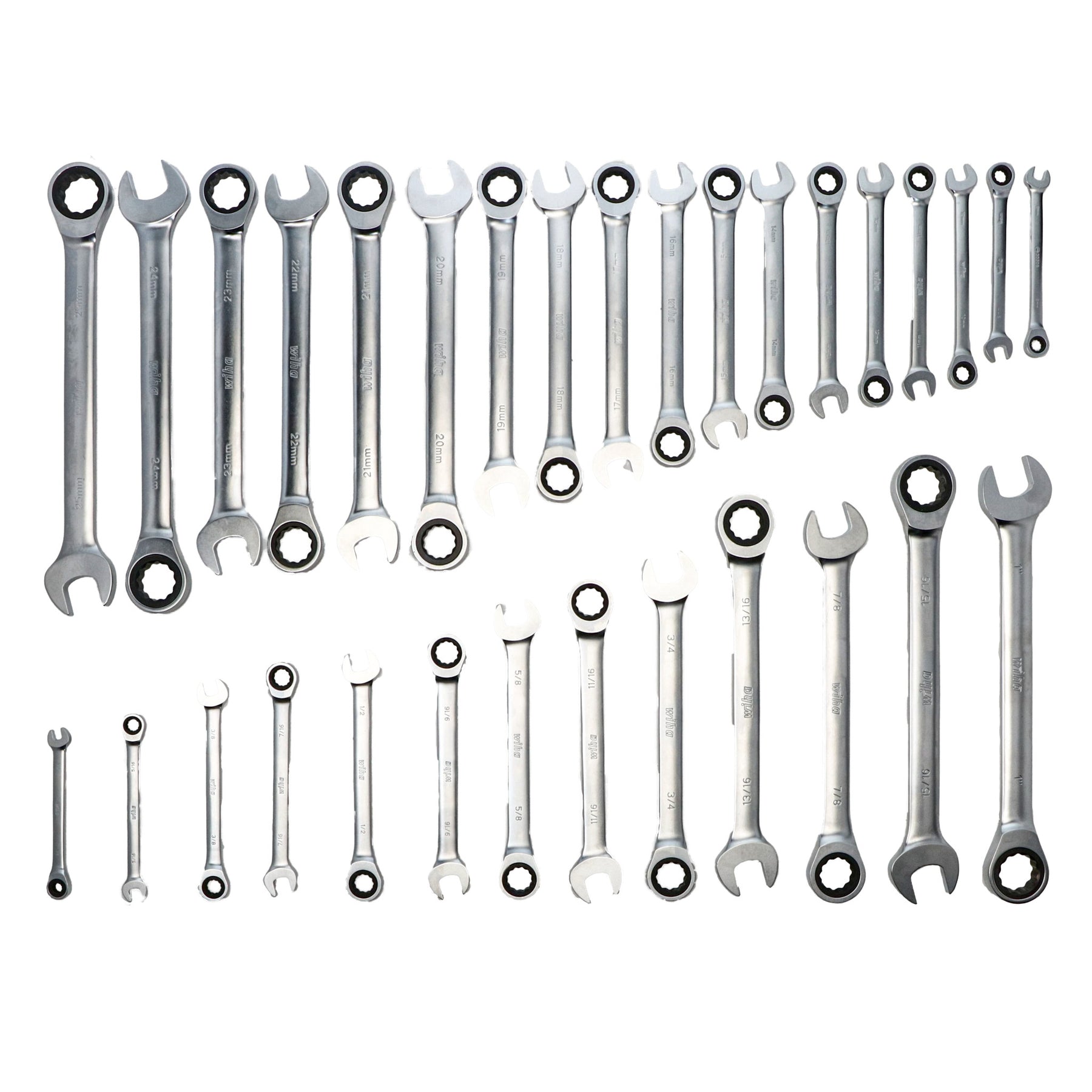 31 Piece Ratcheting Wrench Tray Set - SAE and Metric