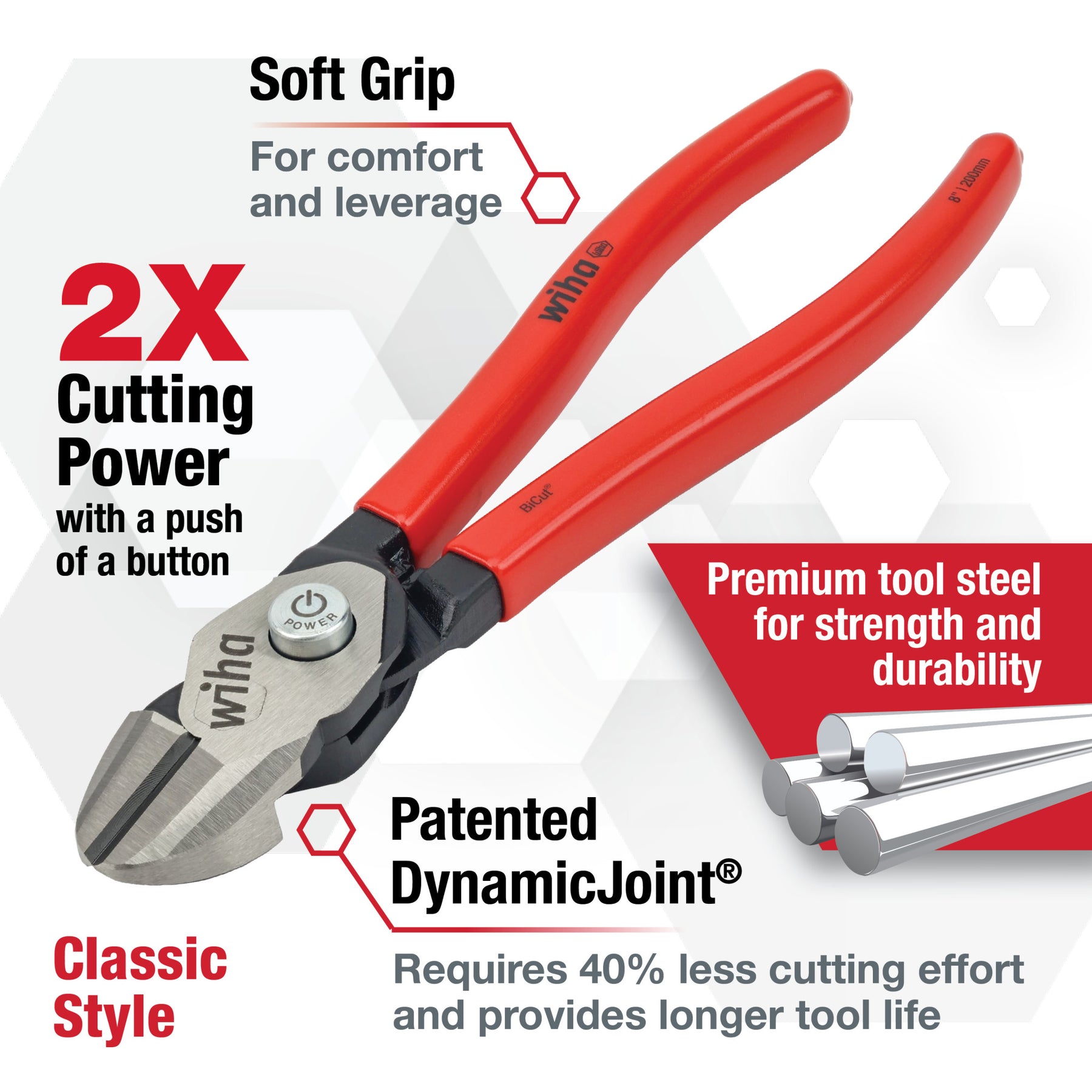 Classic Grip BiCut Compound Diagonal Cutters 8"