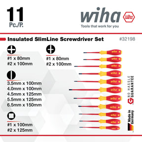 11 Piece Insulated SlimLine Screwdriver Set