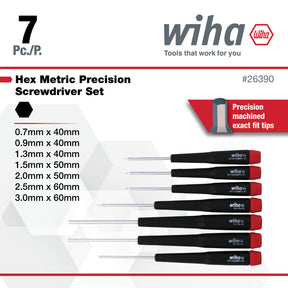 7 Piece Precision Hex Screwdriver Set - Metric