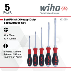5 Piece SoftFinish XHeavy Duty Slotted and Phillips Screwdriver Set