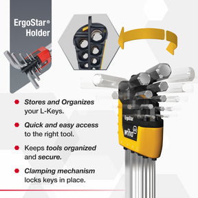 22 Piece ErgoStar Ball End Hex L-Key Set - Inch, Metric