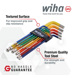 13 Piece Ball End Color Coded Hex L-Key Set - Inch