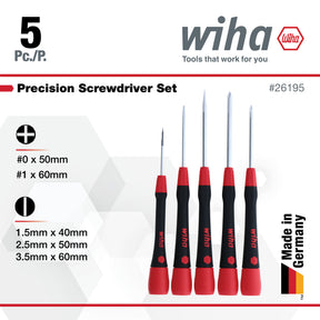 5 Piece PicoFinish Slotted and Phillips Precision Screwdriver Set