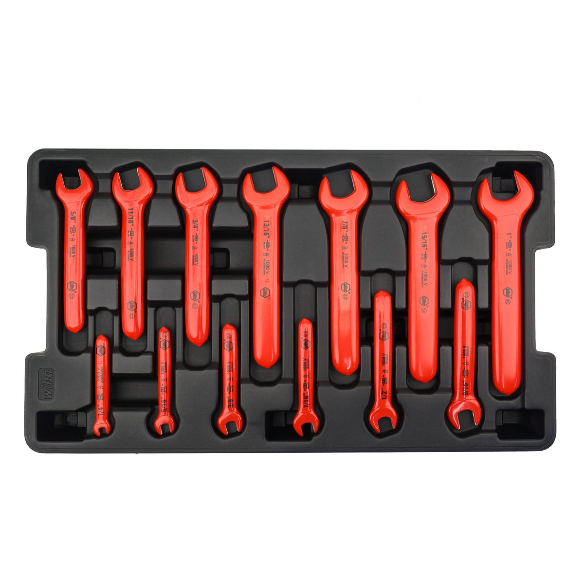 Wiha 20196 13 Piece Insulated Open End Wrench Tray Set - Metric
