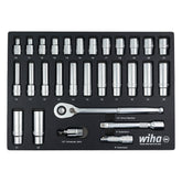 29 Piece 1/2" Drive Professional Standard and Deep Socket Tray Set - Metric