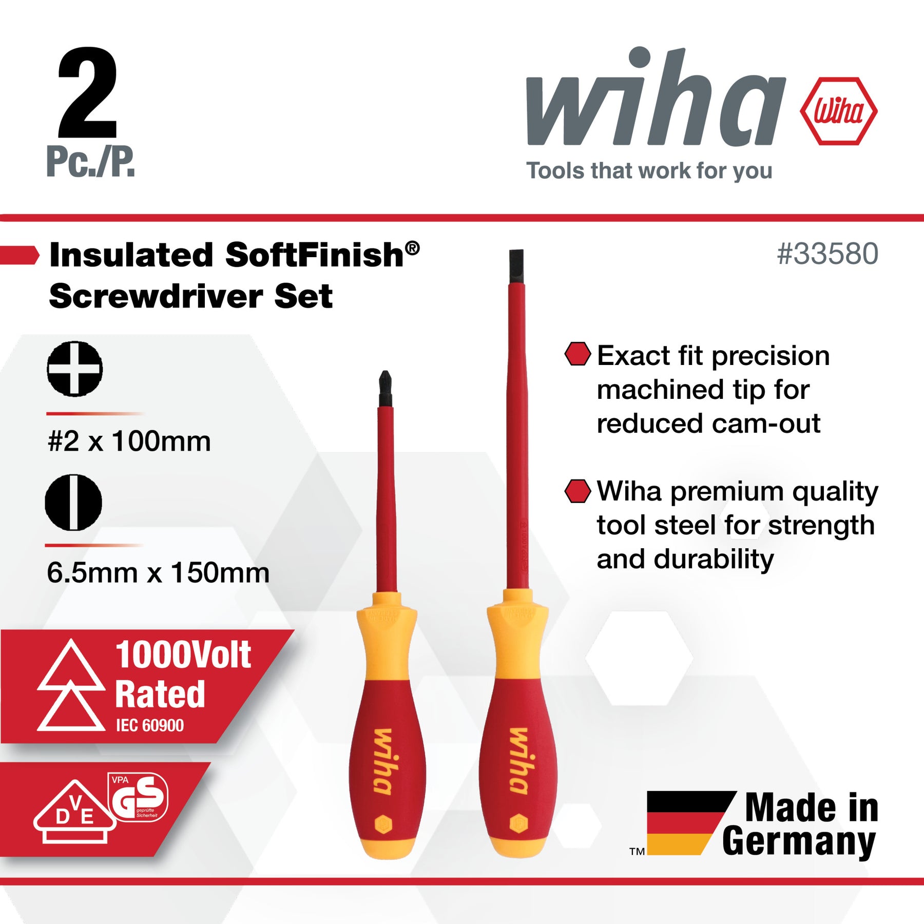 2 Piece Insulated SoftFinish Slotted and Phillips Screwdriver Set