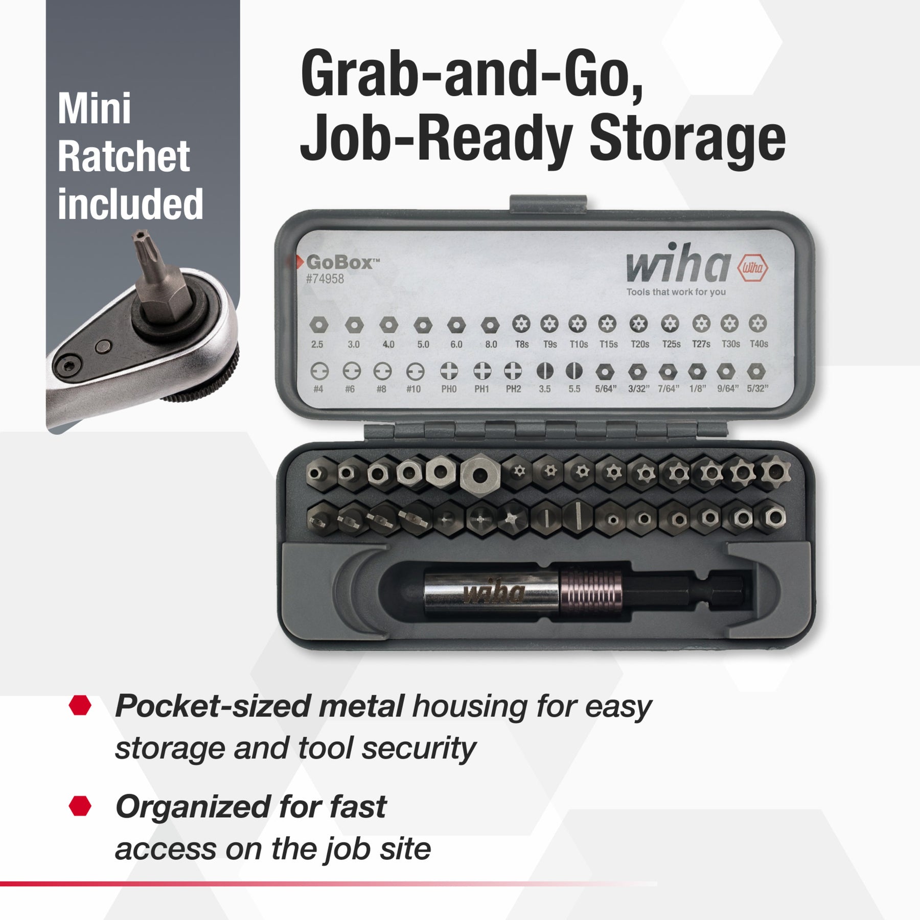 32 Piece GoBox Security Bit Set with Mini Ratchet