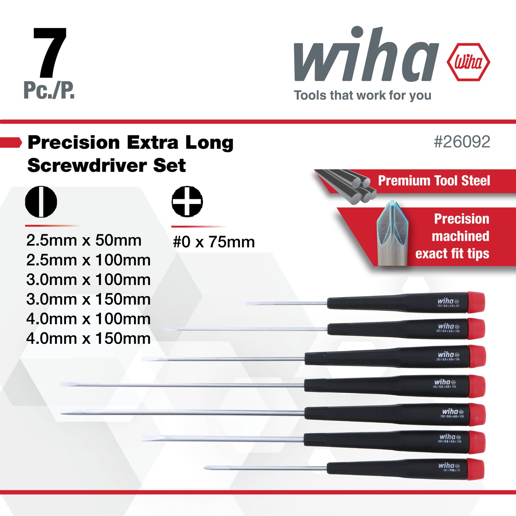 7 Piece Precision Slotted and Phillips Screwdriver Set