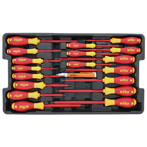 19 Piece Insulated SoftFinish Screwdriver and Cat III Voltage Detector Set with Toolbox Tray
