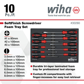 10 Piece SoftFinish Cushion Grip Screwdriver Tray Set