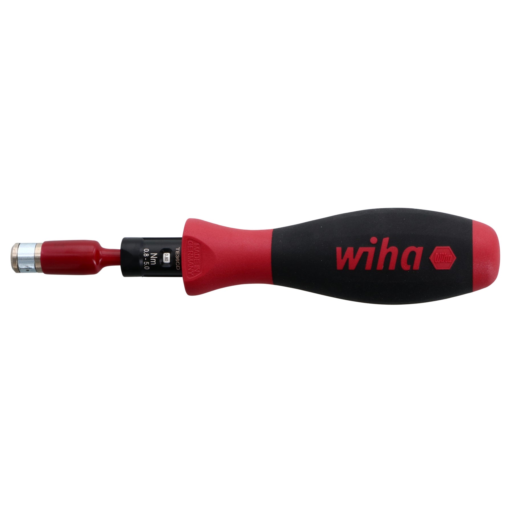 Wiha 28418 SoftFinish TorqueVario-S Adjustable Torque Screwdriver Handle w/Newton Meter Scale, 0.8-5.0 Nm with 1/4" Bit Adapter — additional product view
