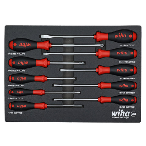 10 Piece SoftFinish Cushion Grip Screwdriver Tray Set