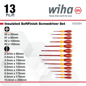 13 Piece Insulated SoftFinish Screwdriver Set