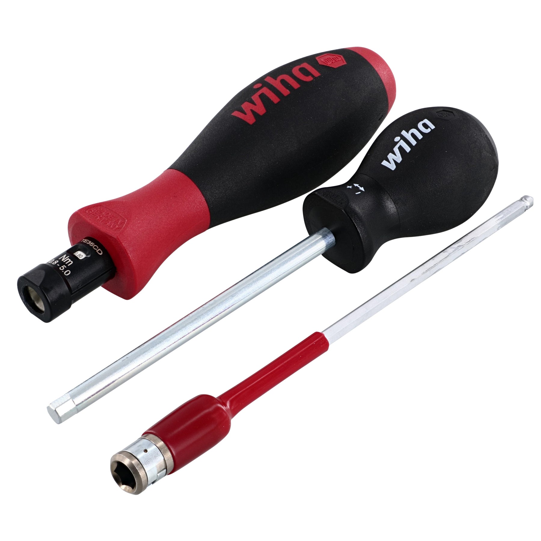 Wiha 28418 SoftFinish TorqueVario-S Adjustable Torque Screwdriver Handle w/Newton Meter Scale, 0.8-5.0 Nm with 1/4" Bit Adapter — additional product view