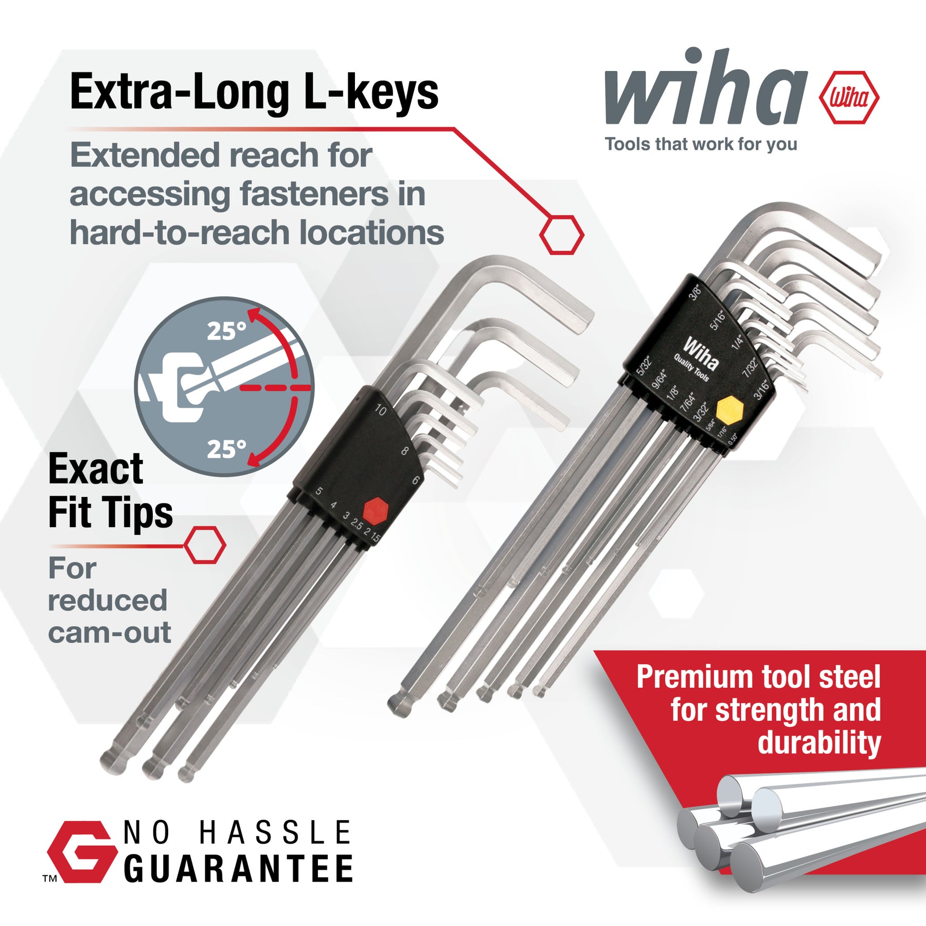 22 Piece Ball End Hex L-Key Set - Inch - Metric