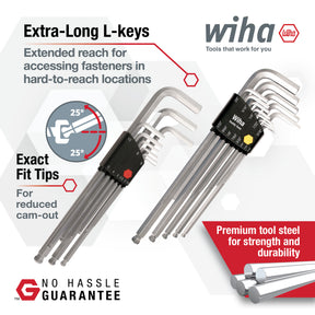 22 Piece Ball End Hex L-Key Set - Inch - Metric