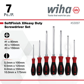 7 Piece SoftFinish XHeavy Duty Slotted and Phillips Screwdriver Set