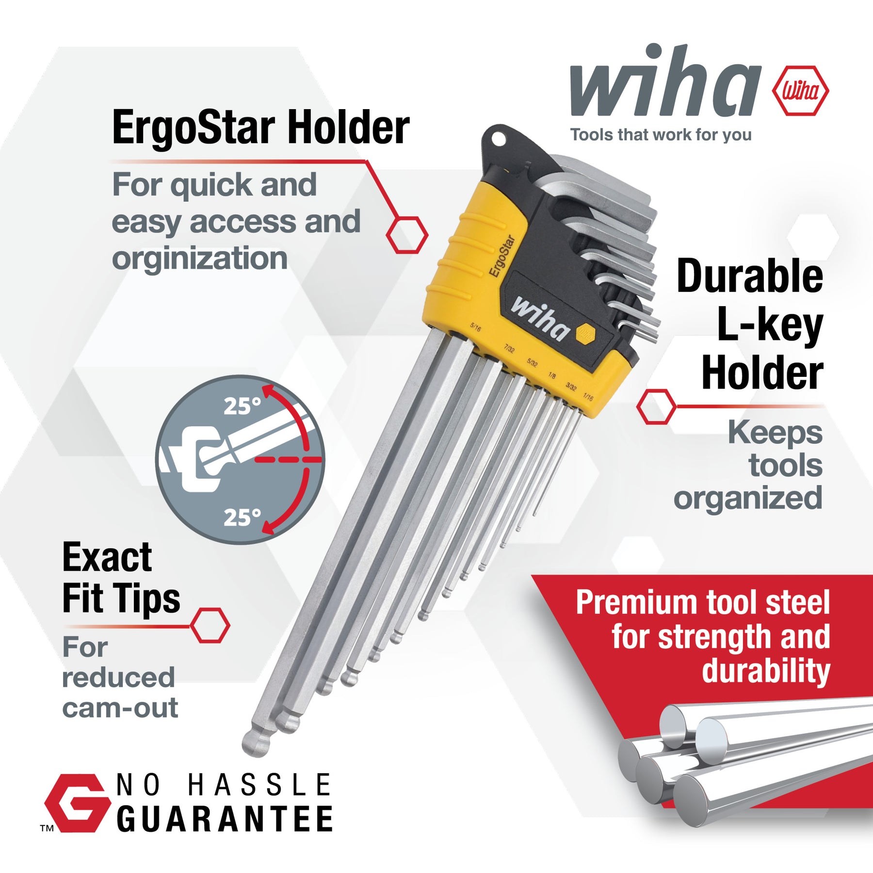 13 Piece ErgoStar Ball End Hex L-Key Set - Inch