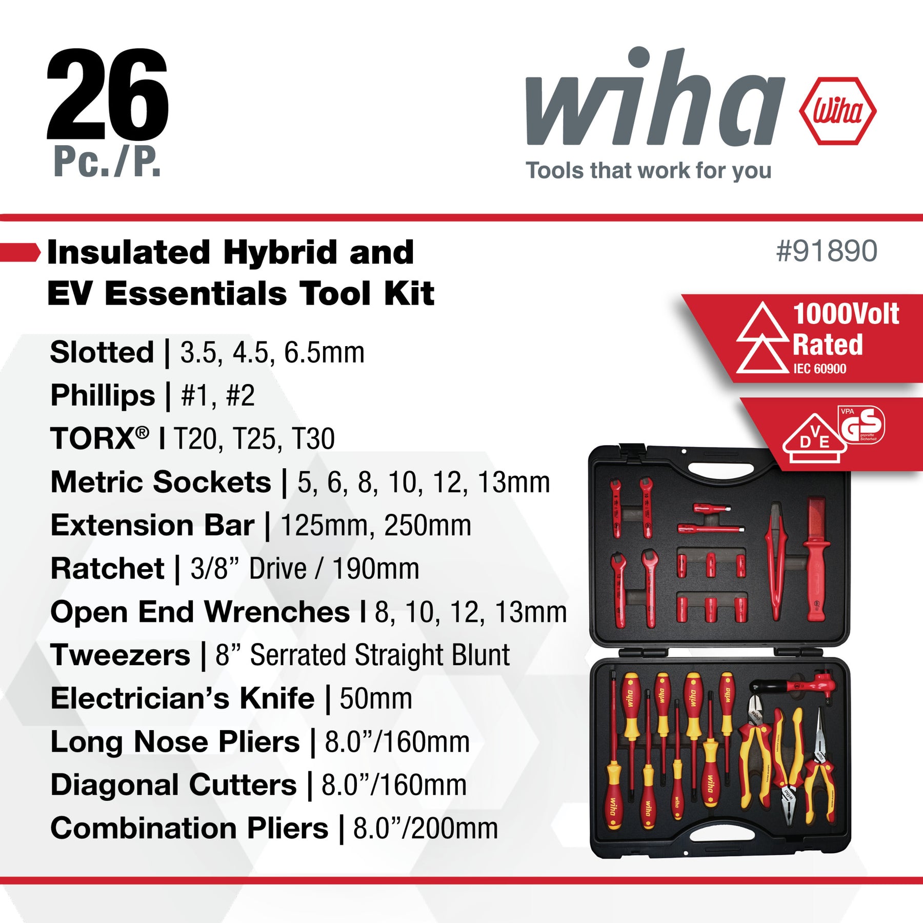 26 Piece Insulated Hybrid & EV Essentials Tool Kit