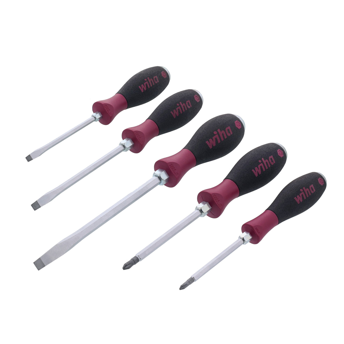 Wiha 53390 5 Piece MicroFinish XHeavy Duty Slotted and Phillips Screwdriver Set