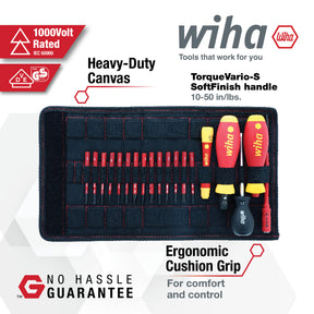 20 Piece Insulated TorqueVario-S (10-50 In/lbs) and SlimLine Blade Set