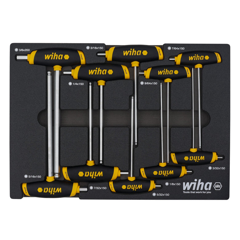 10 Piece SoftGrip Dual Drive Hex SAE T-Handle Tray Set