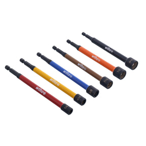6 Piece Color Coded Magnetic Nut Setter SAE Set