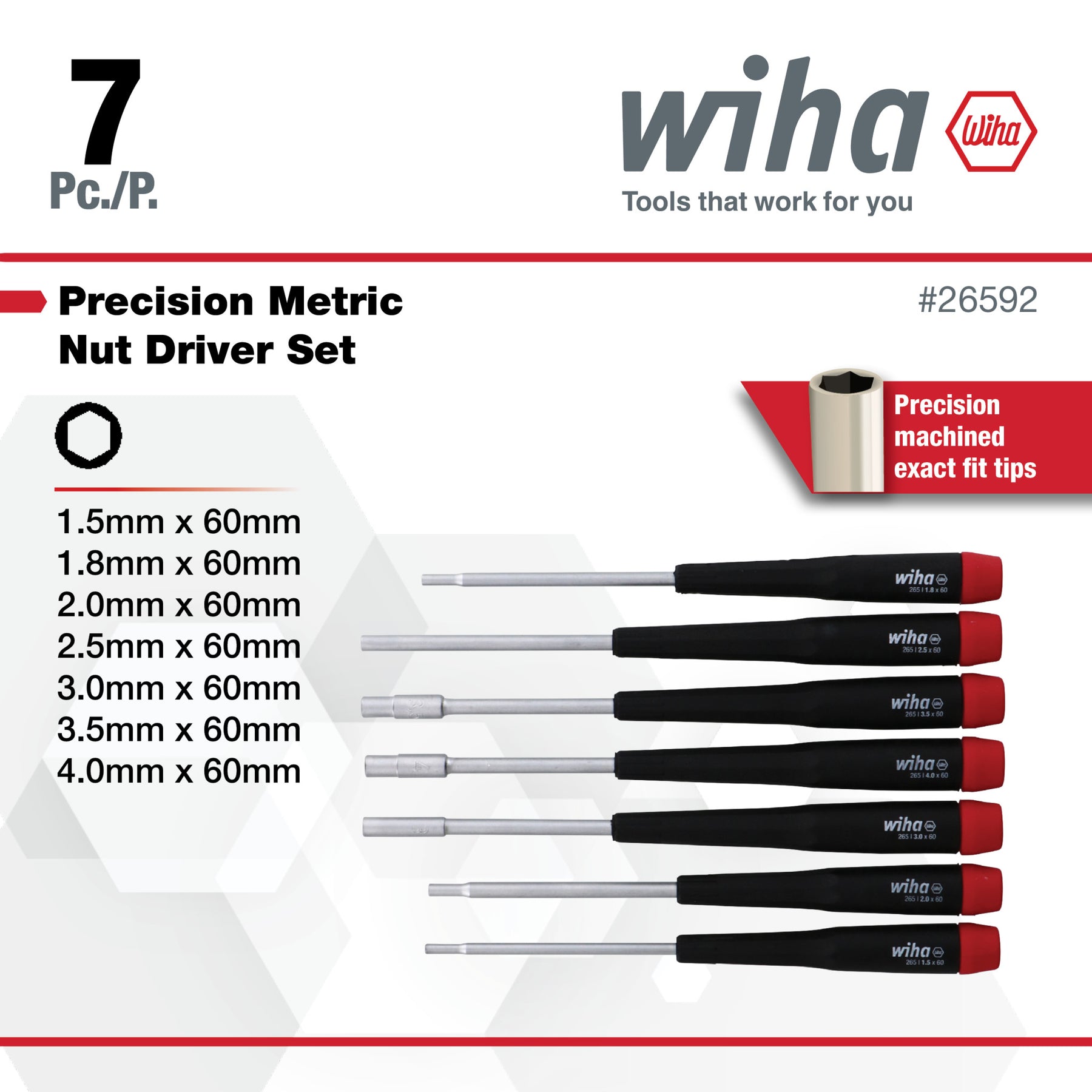 7 Piece Precision Nut Driver Set - Metric