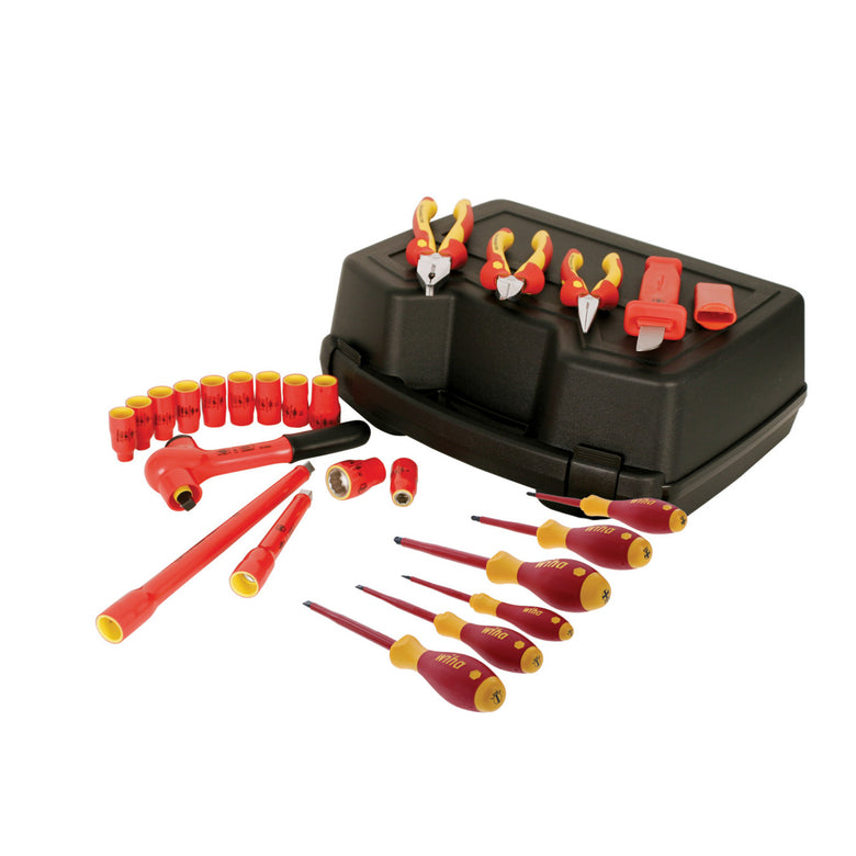 24 Piece Insulated Pliers Cutters Screwdriver and 3/8" Drive Metric Socket Set