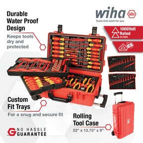 112 Piece Master Electrician's Insulated Tools Set In Rolling Hard Case