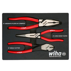 Wiha 34680 3 Piece Classic Grip Pliers and Cutters Tray Set
