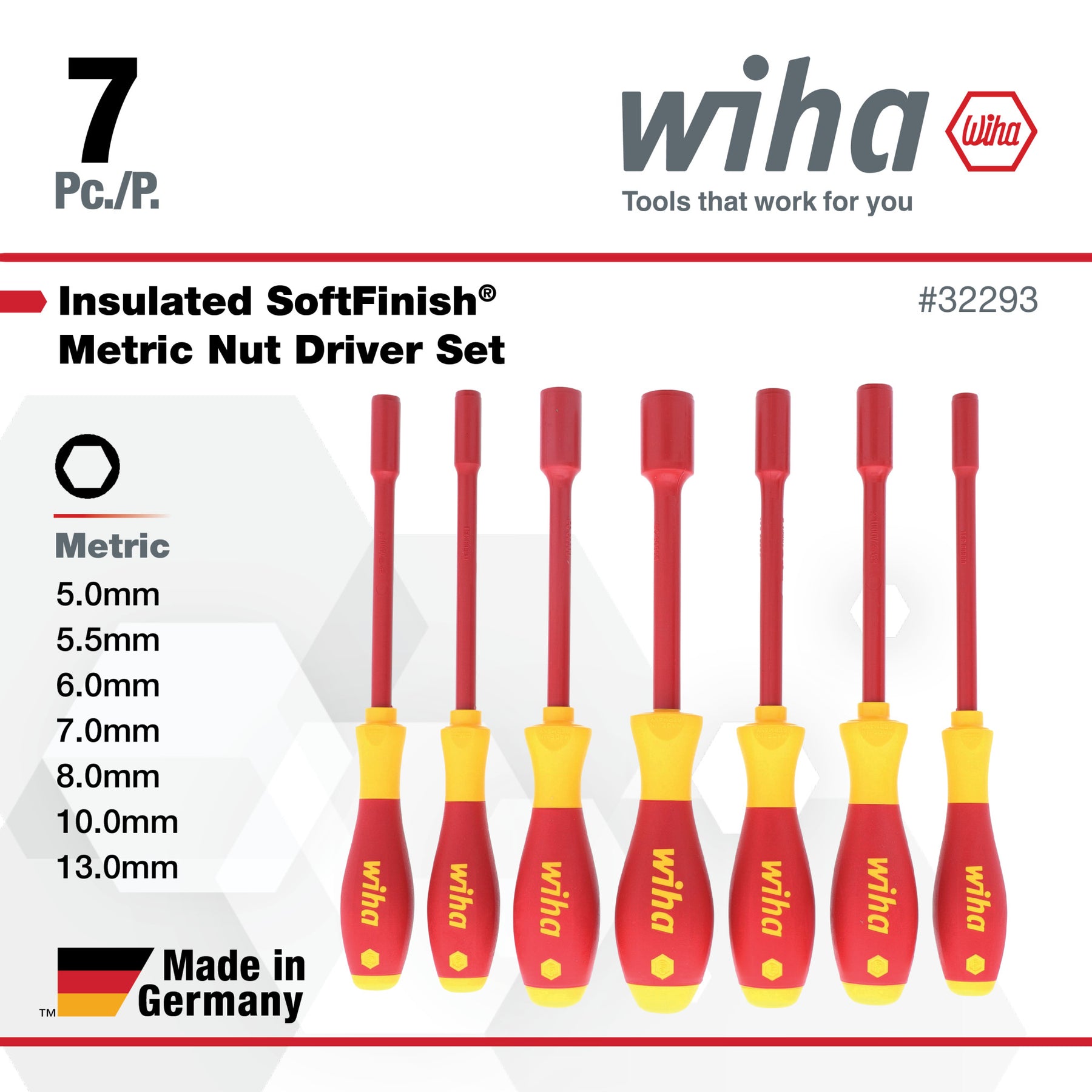 7 Piece Insulated SoftFinish Nut Driver Set - Metric