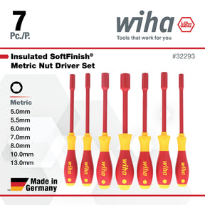 7 Piece Insulated SoftFinish Nut Driver Set - Metric