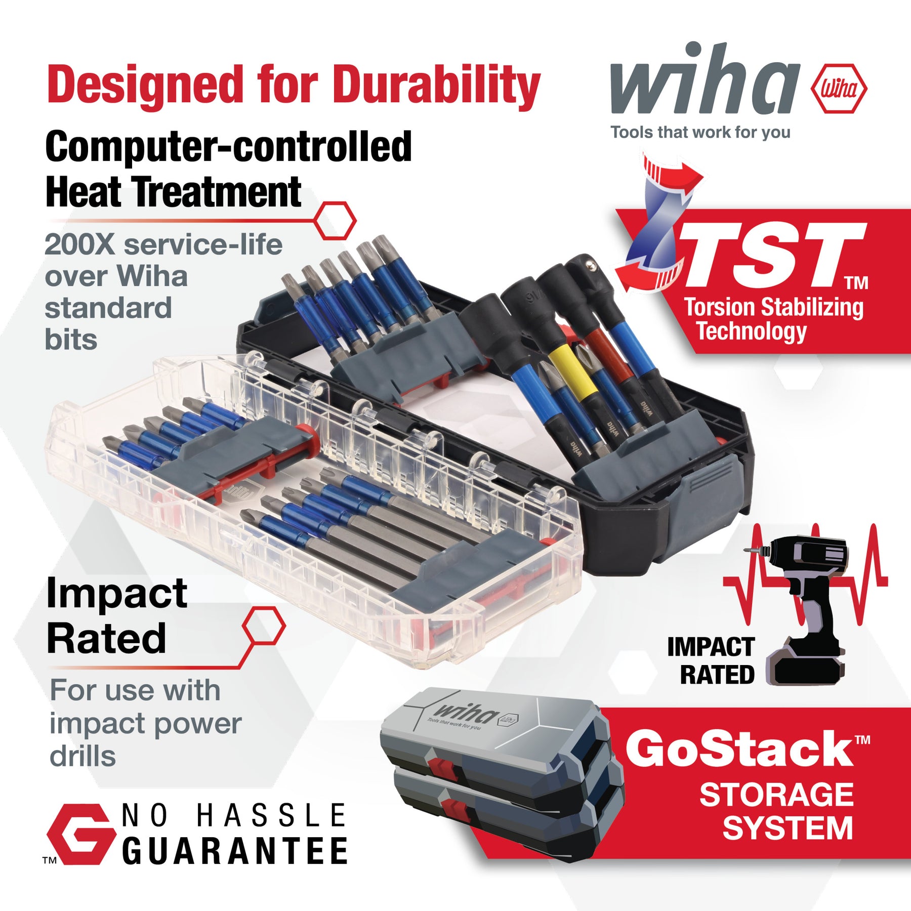 24 Piece GoStack TerminatorBlue Impact Bit Set with Nut Setters and Adapter