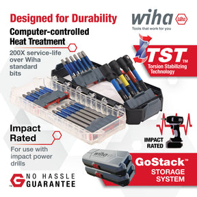 24 Piece GoStack TerminatorBlue Impact Bit Set with Nut Setters and Adapter