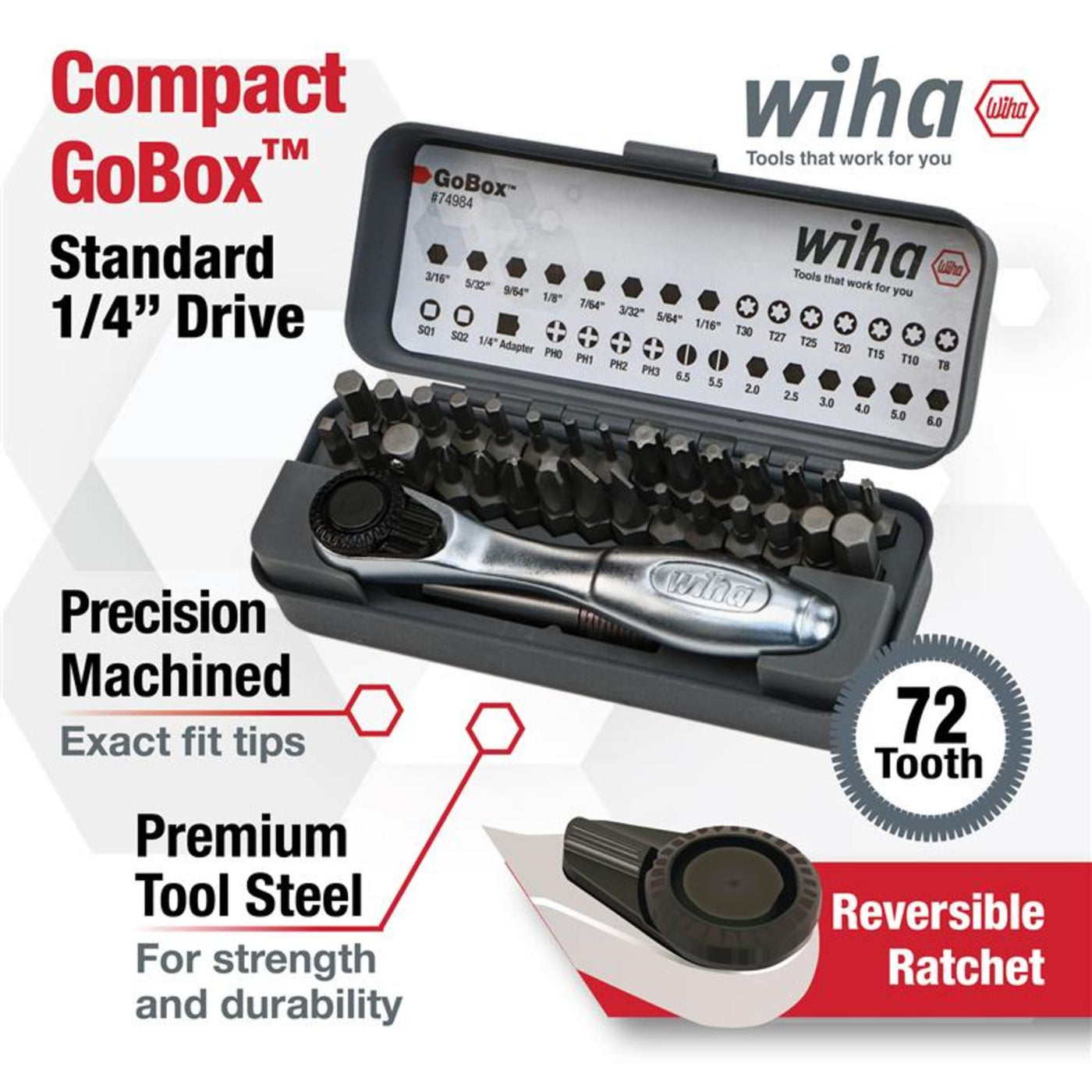 Wiha 74984 Standard Bit GoBox Set 32 Piece