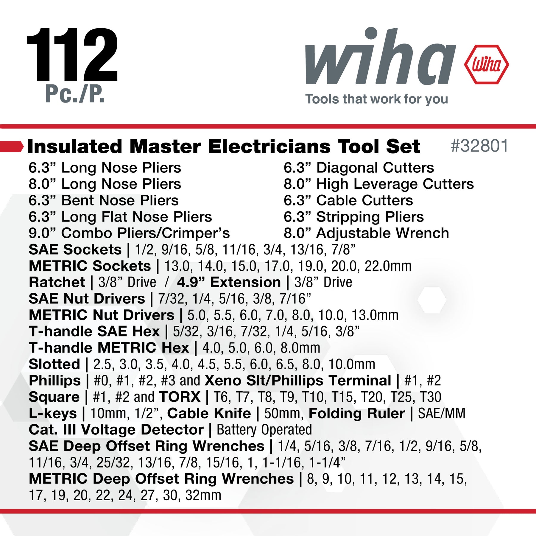 112 Piece Master Electrician's Insulated Tools Set In Rolling Hard Case