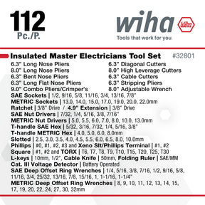112 Piece Master Electrician's Insulated Tools Set In Rolling Hard Case