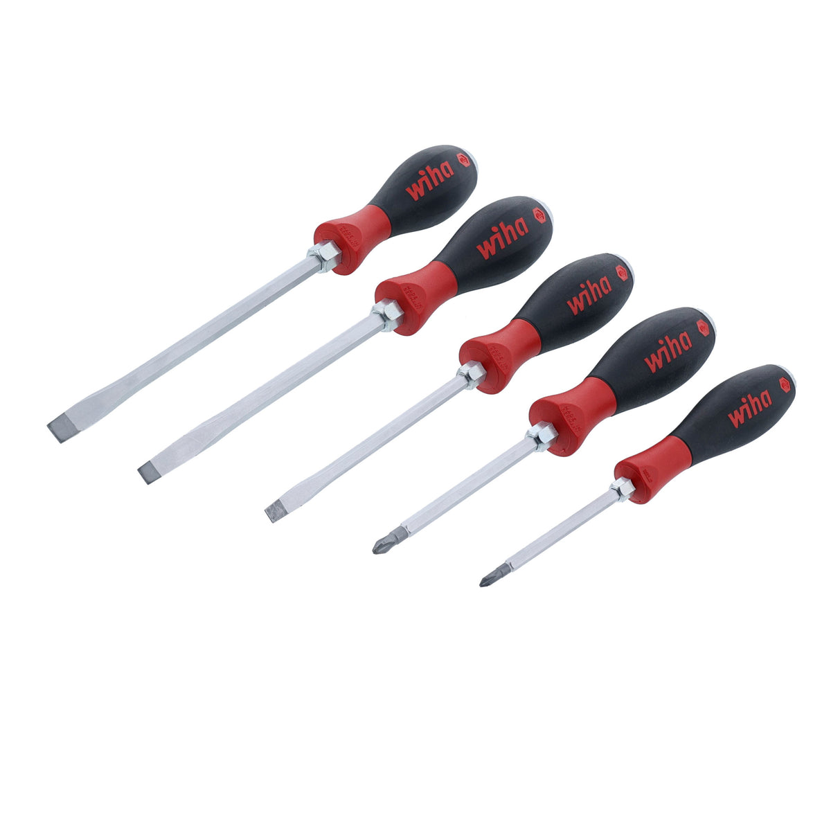 Wiha 53095 5 Piece SoftFinish X Heavy Duty Slotted and Phillips Screwdriver Set