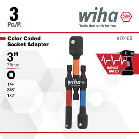 3 Piece Color Coded Socket Adapters