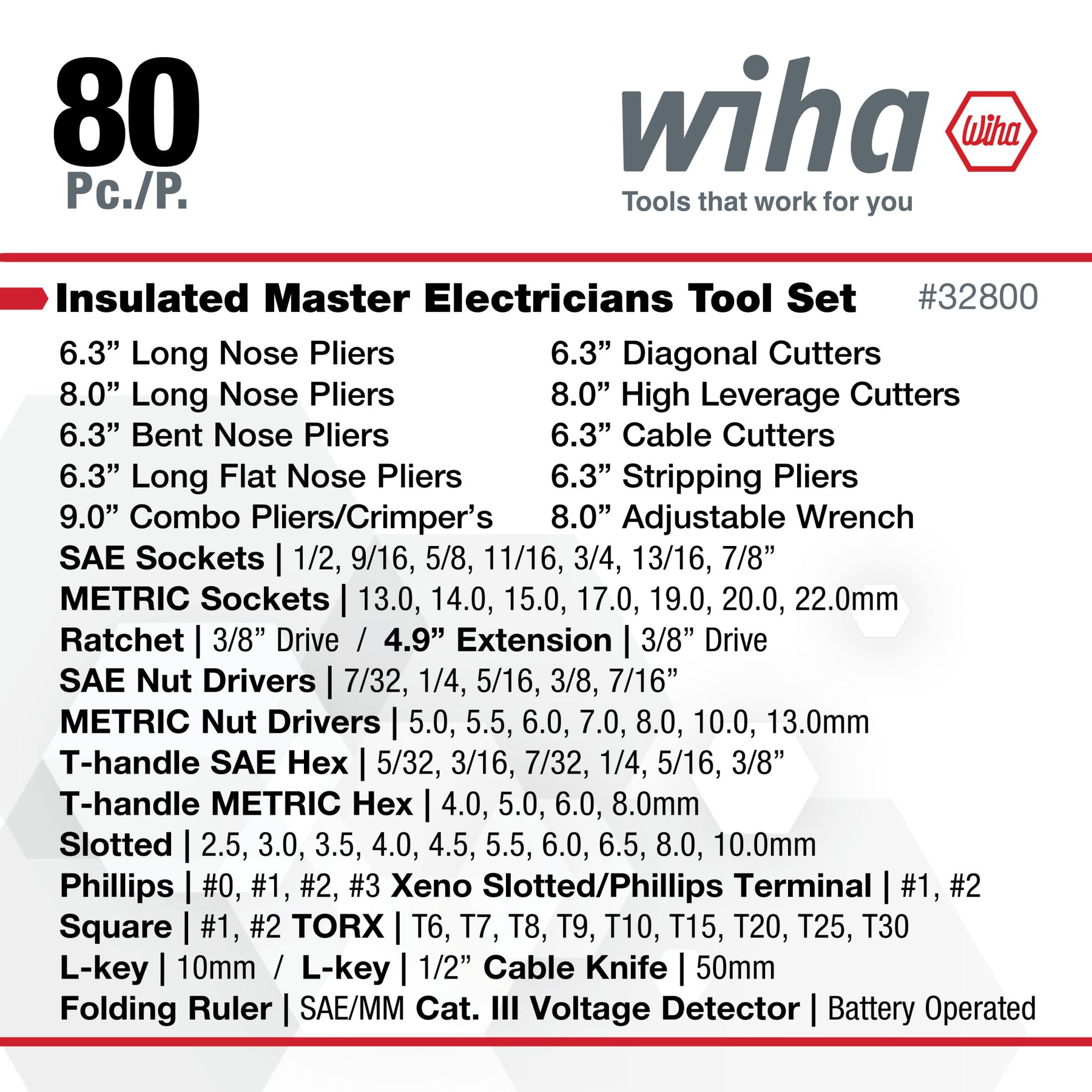 80 Piece Master Electrician's Insulated Tools Set in Rolling Hard Case