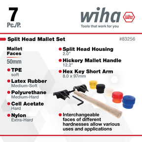 7 Piece Split Head Mallet Set 50mm