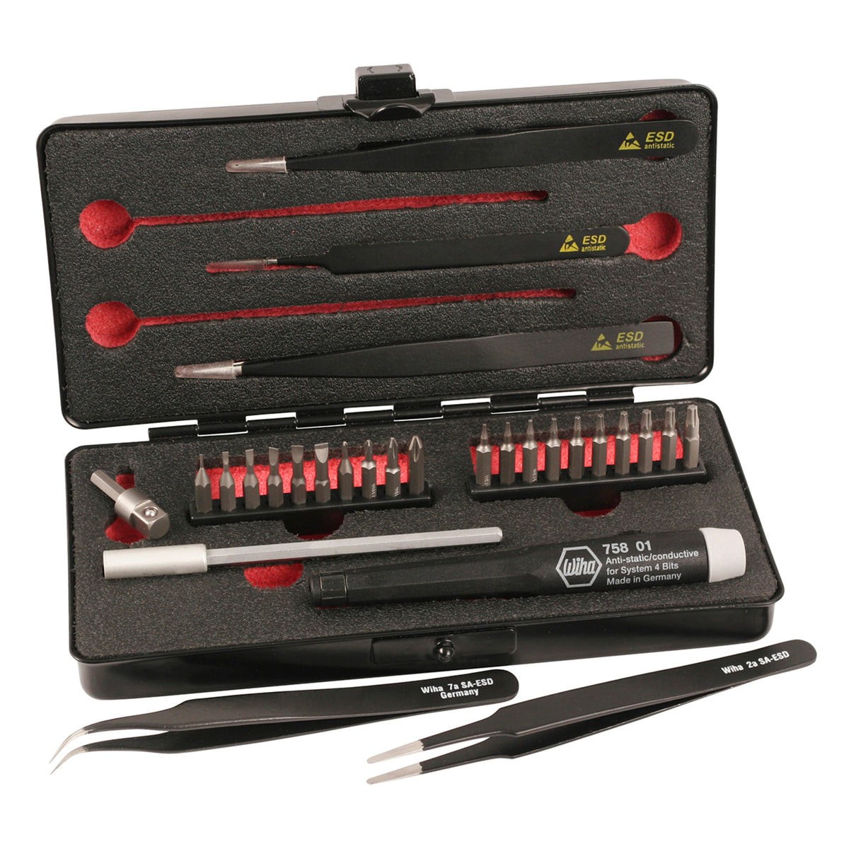 Wiha 75993 SYS 4 ESD Micro Bit & Tweezer 28 Pc. Set