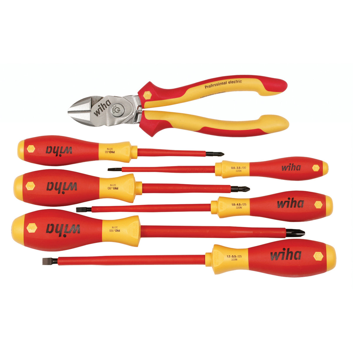 Wiha 32857 7 Piece Insulated BiCut Compound Cutters and Screwdriver Set