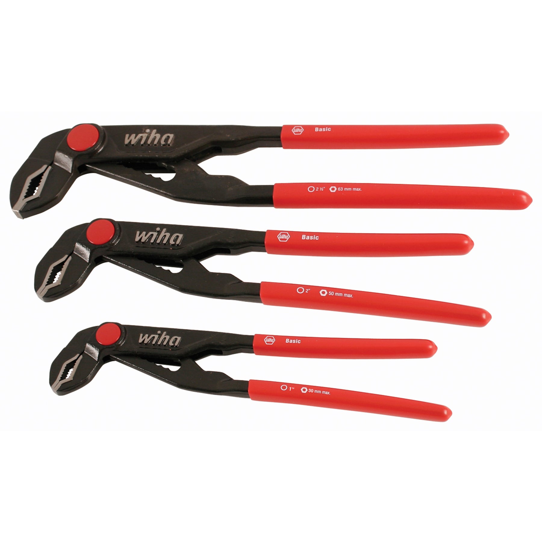 Wiha 32669 3 Piece Classic Grip V-Jaw Tongue and Groove Pliers Set