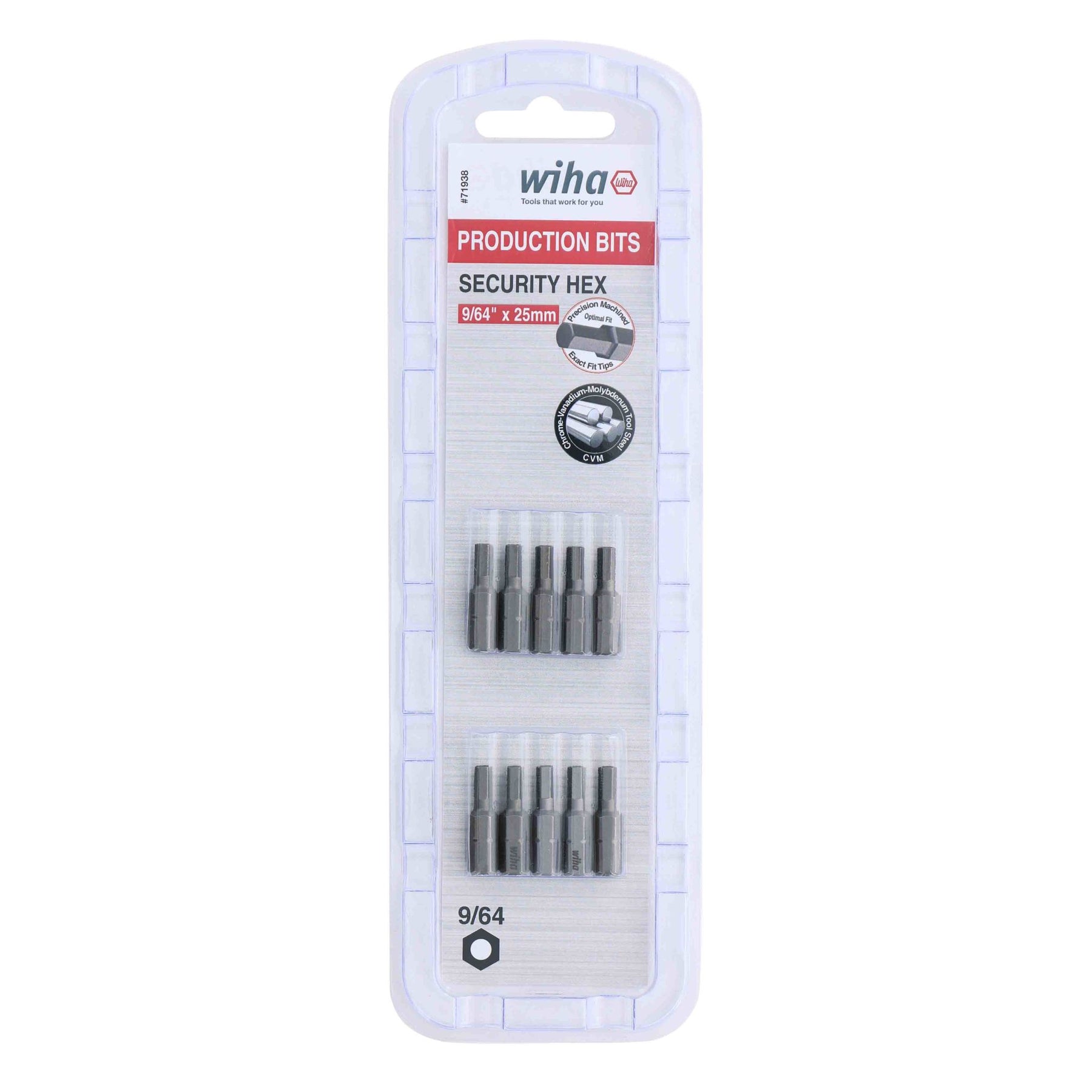 Wiha 71938 Security Hex Insert Bit 9/64" x 25mm