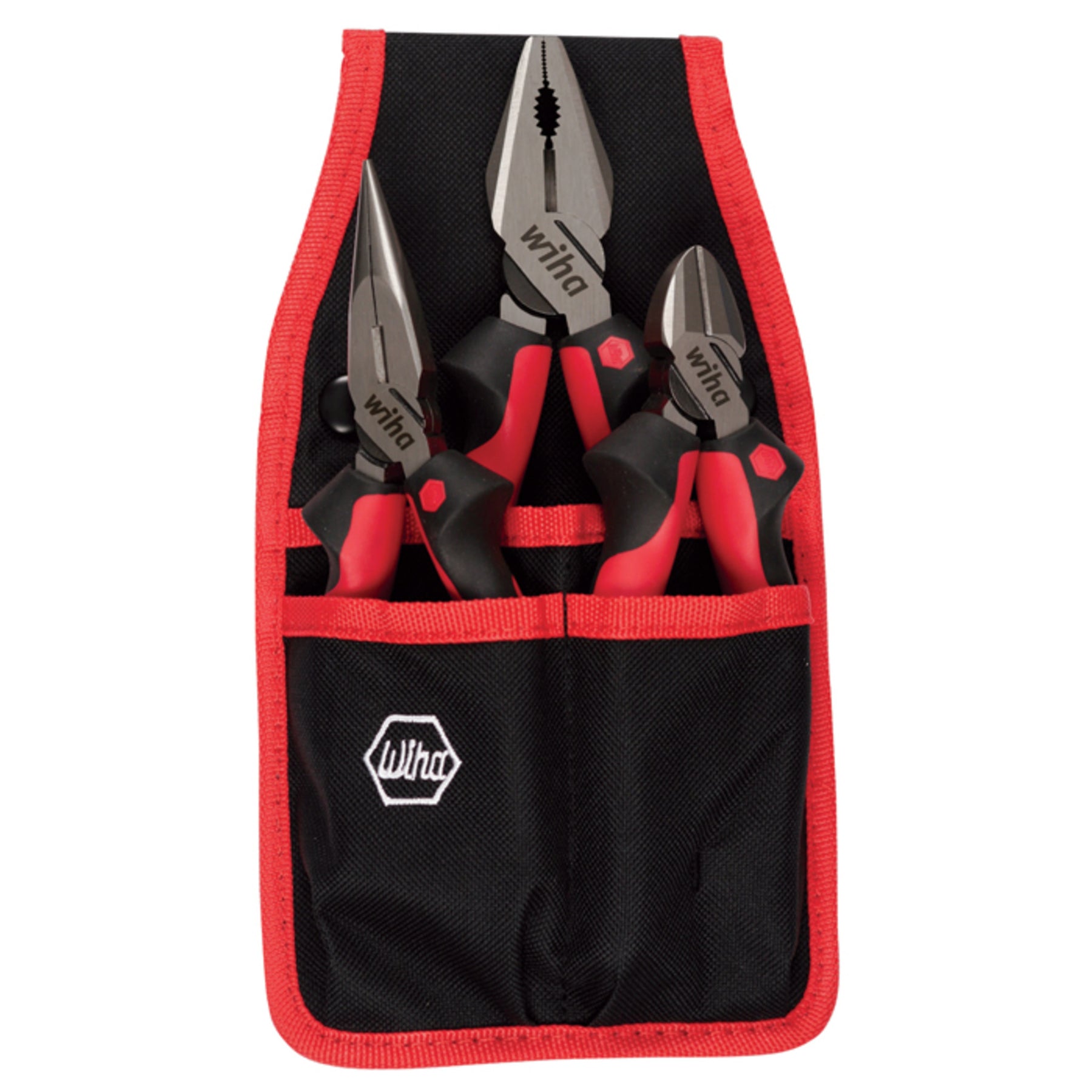 Wiha 30993 3 Piece Industrial SoftGrip Pliers and Cutters Set with Belt Pouch