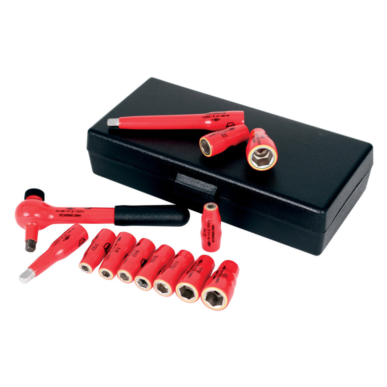 13 Piece Insulated Socket and Ratchet Set 1/4" Drive - Metric