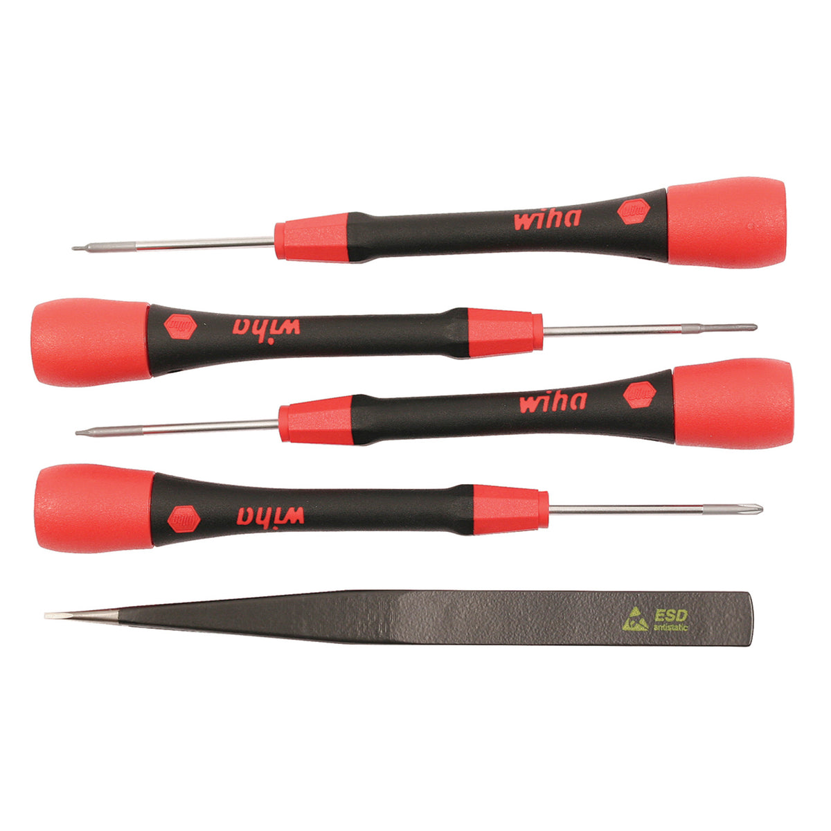 Wiha 26162 5 Piece PicoFinish Precision Screwdriver and Tweezers Smartphone Technician Set